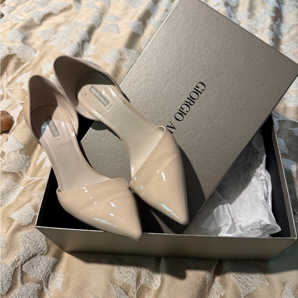 Giorgio Armani Women's Beige Patent Leather Heels